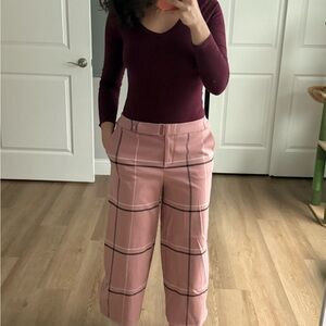 Alfani Pink Plaid Wide Leg Pants